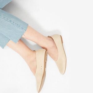 Everlane Classic Women's Pointed Toe Leather Ballet Flats in Beige